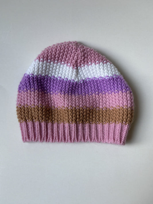 Knit Pink & Purple Striped Toque