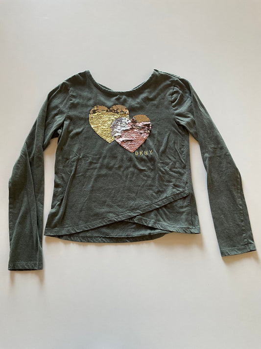 Olive Flip Sequin Heart Shirt