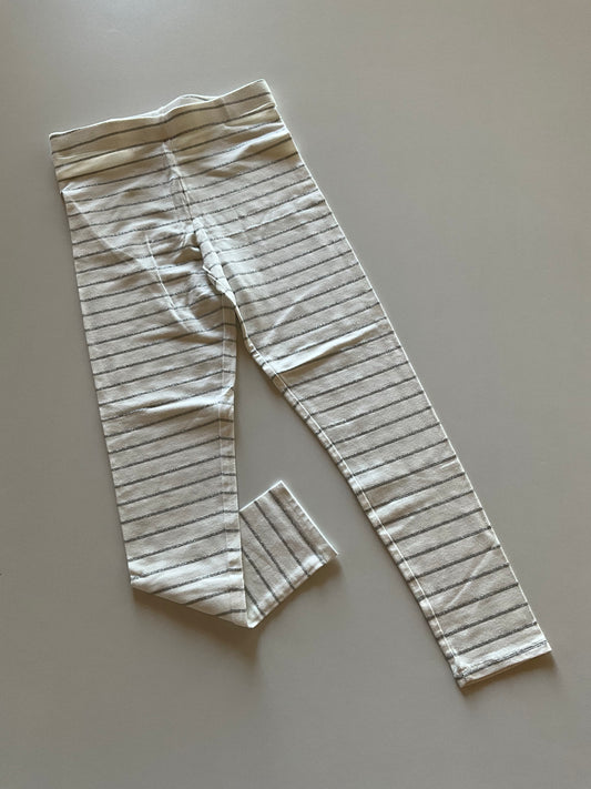 White with Silver Glitter Stripes Leggings