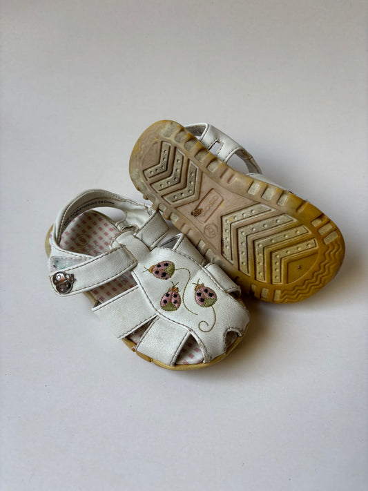 White Ladybug Sandals
