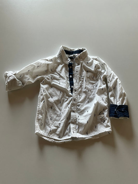 White Lightning Bolt Dress Shirt