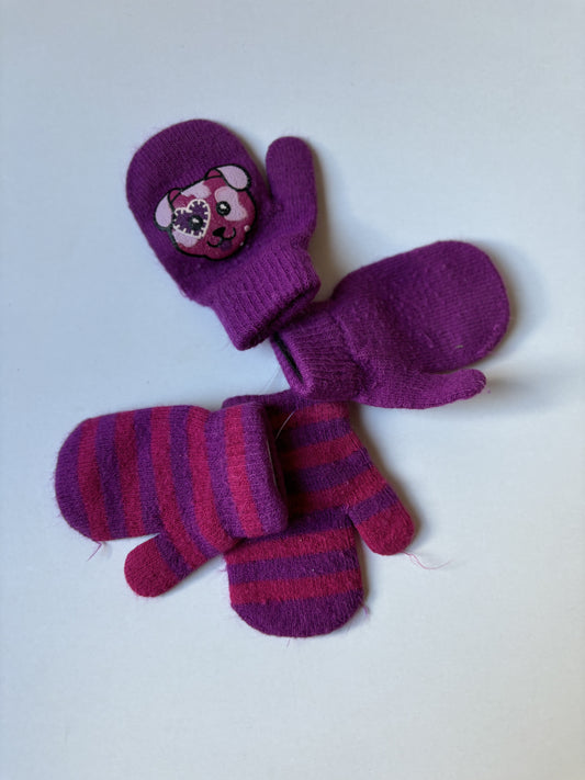2 Pairs Pink & Purple Mini Mittens