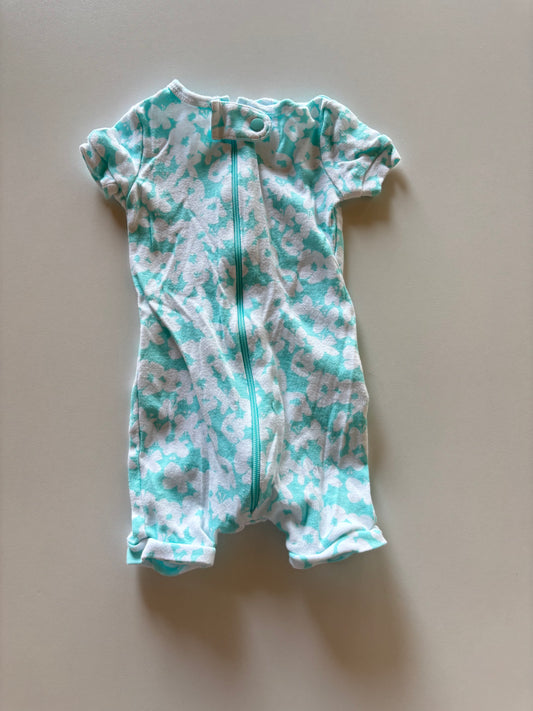 Blue Floral Shorts Romper
