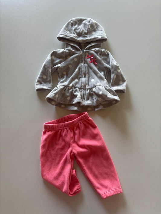 2pc Grey & Pink Fleece Set