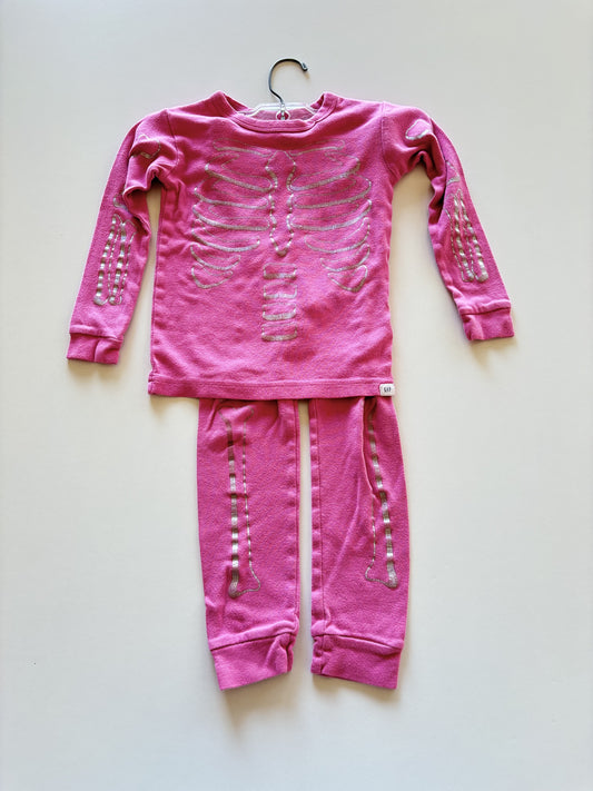 2pc Pink & Silver Skeleton Pajamas