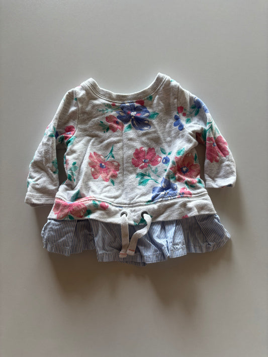 Grey Floral Layered Shirt