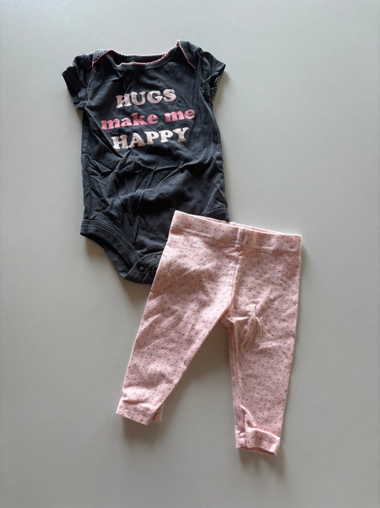 2pc Black & Pink Hugs Make Me Happy Set