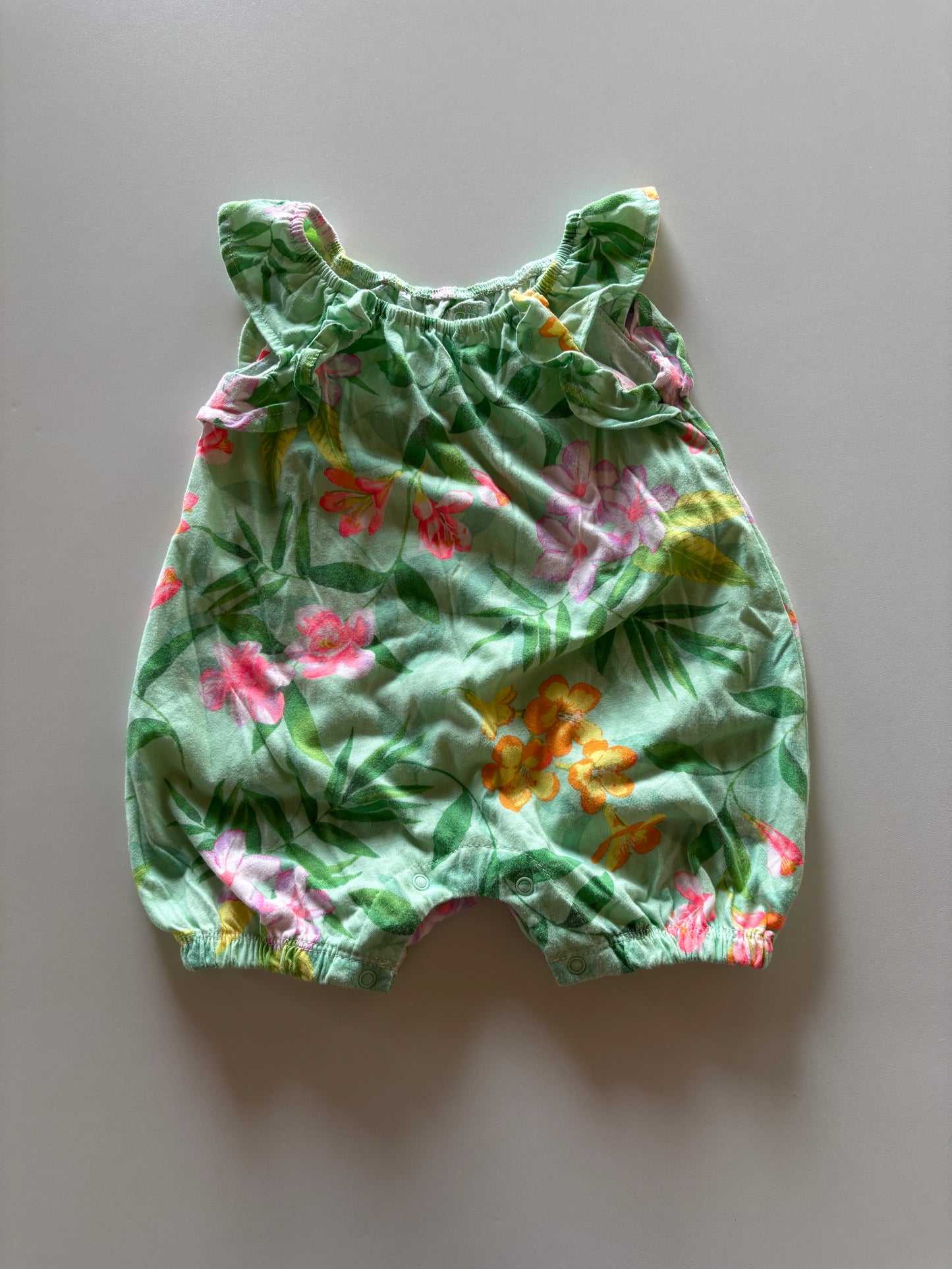 Green Tropical Floral Romper