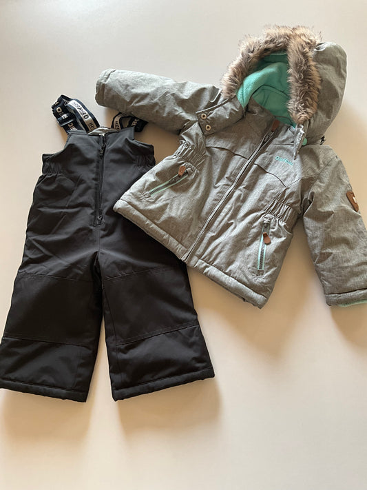 2pc Grey, Teal & Black Snow Suit