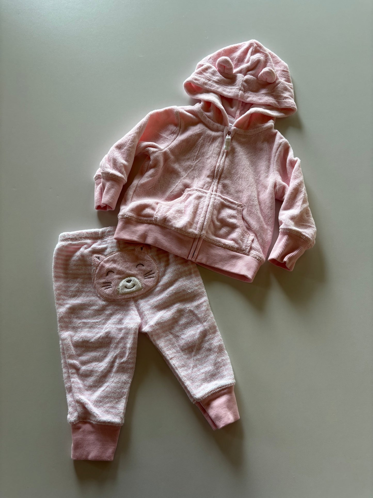 2pc Pink Terry Cat Set