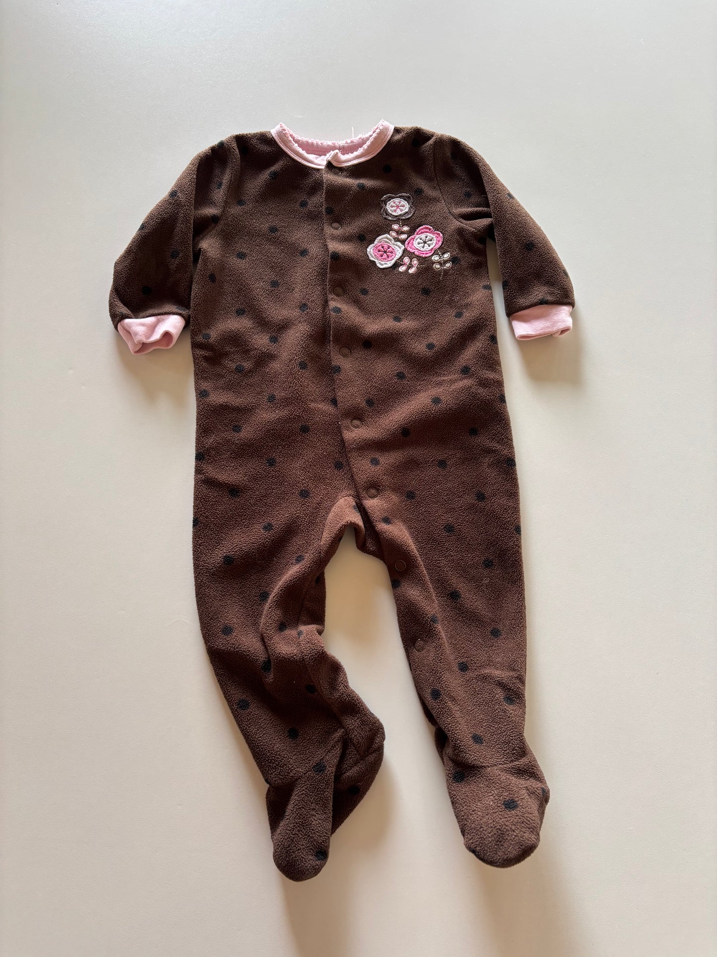 Brown Polka Dot Fleece Sleeper