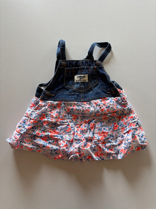 Neon Floral Denim Overall Skirt