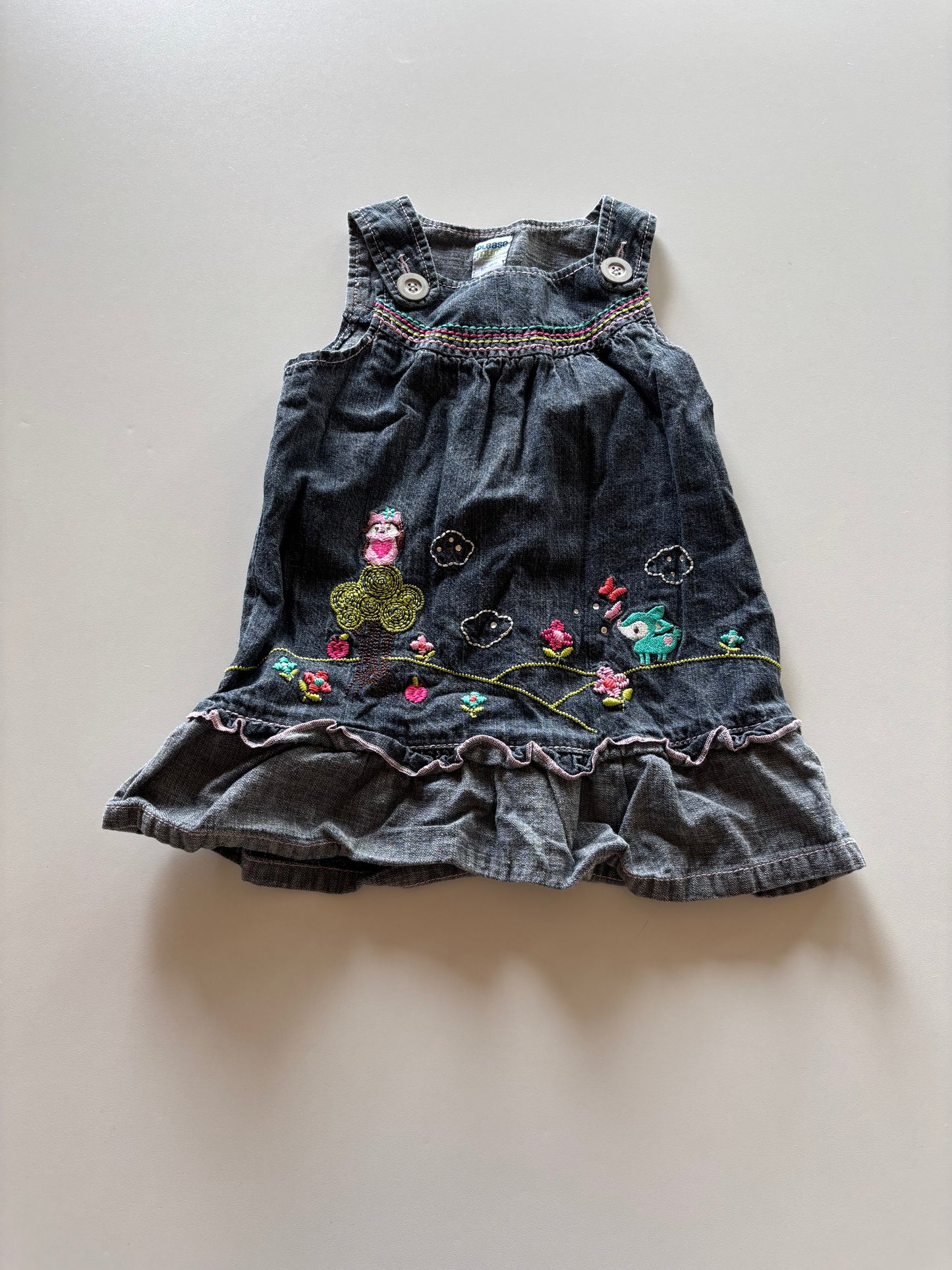 Embroidered Denim Dress
