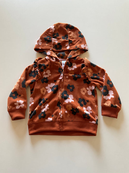 Brown Floral Fleece Zip Up