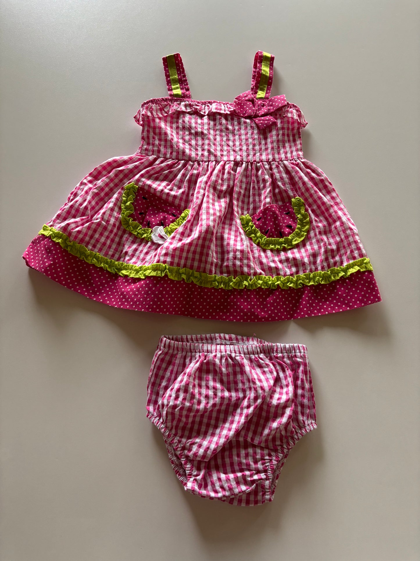 2pc Plaid Watermelon Set
