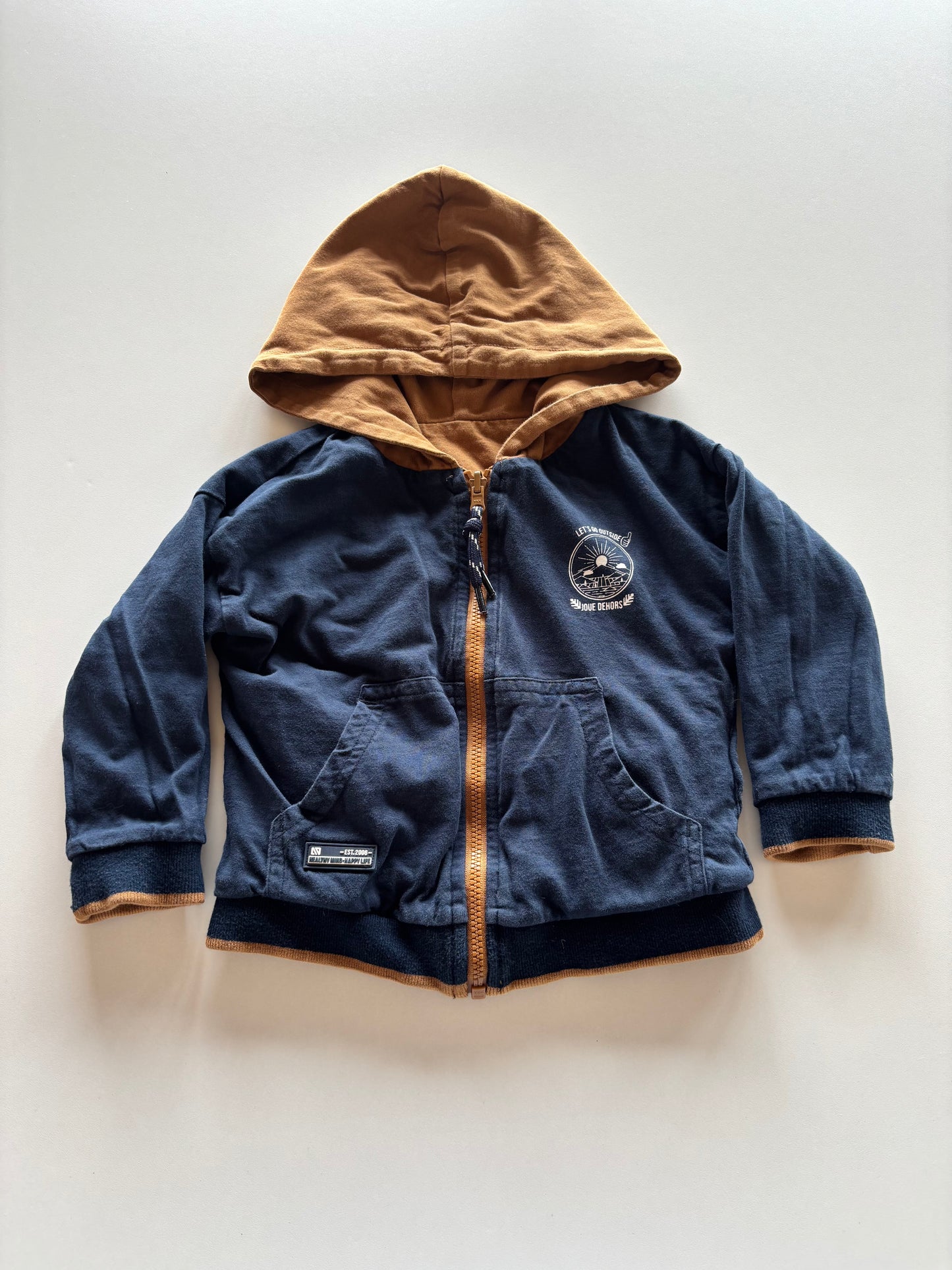 Reversible Brown & Navy Zip Up Hoodie