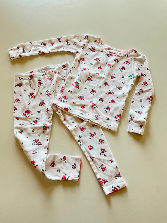 2pc White Floral Pajamas