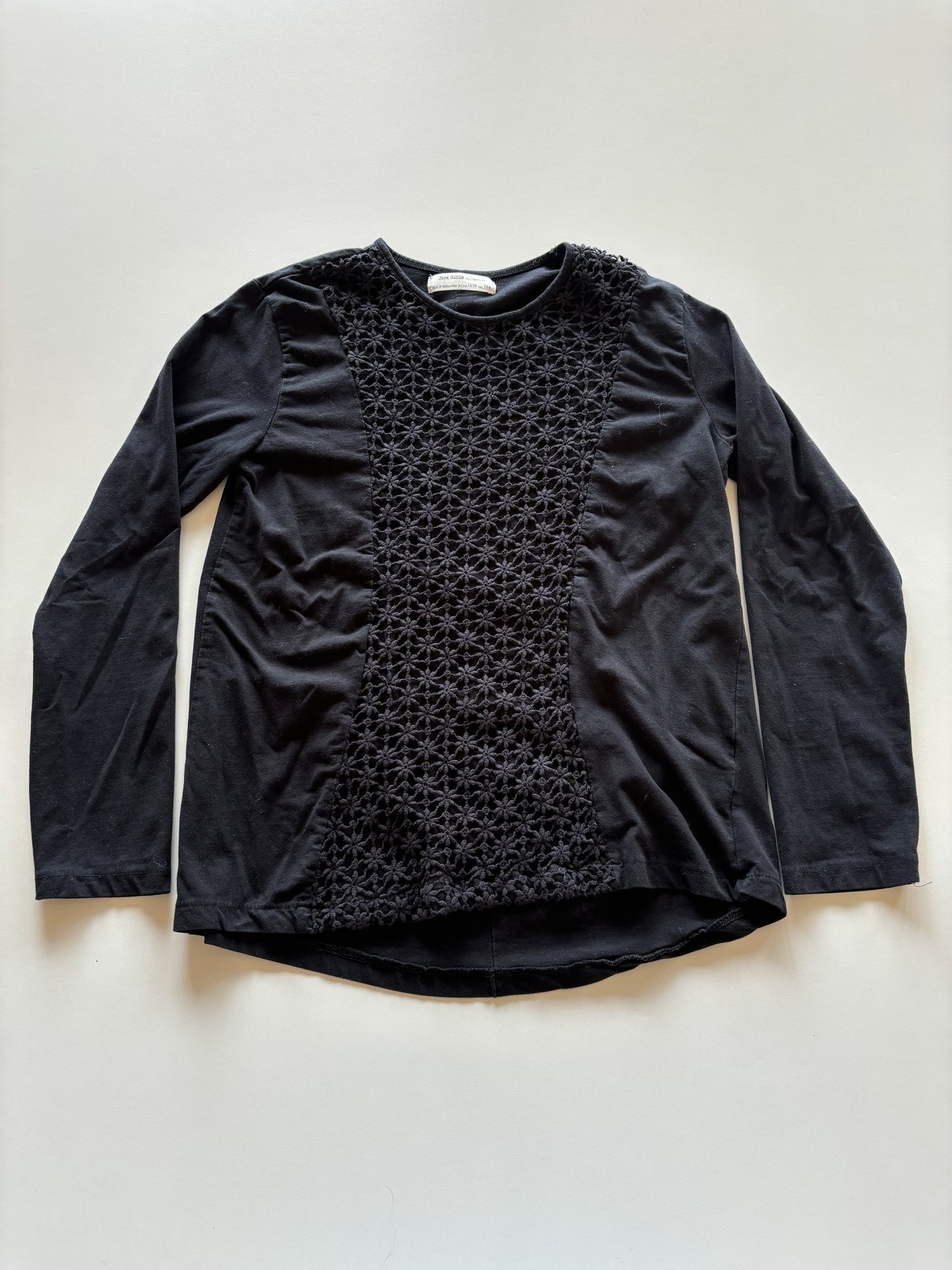 Black Floral Lace Overlay Shirt