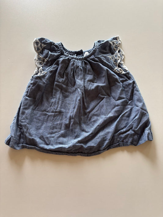 Chambray Flutter Sleeve Top