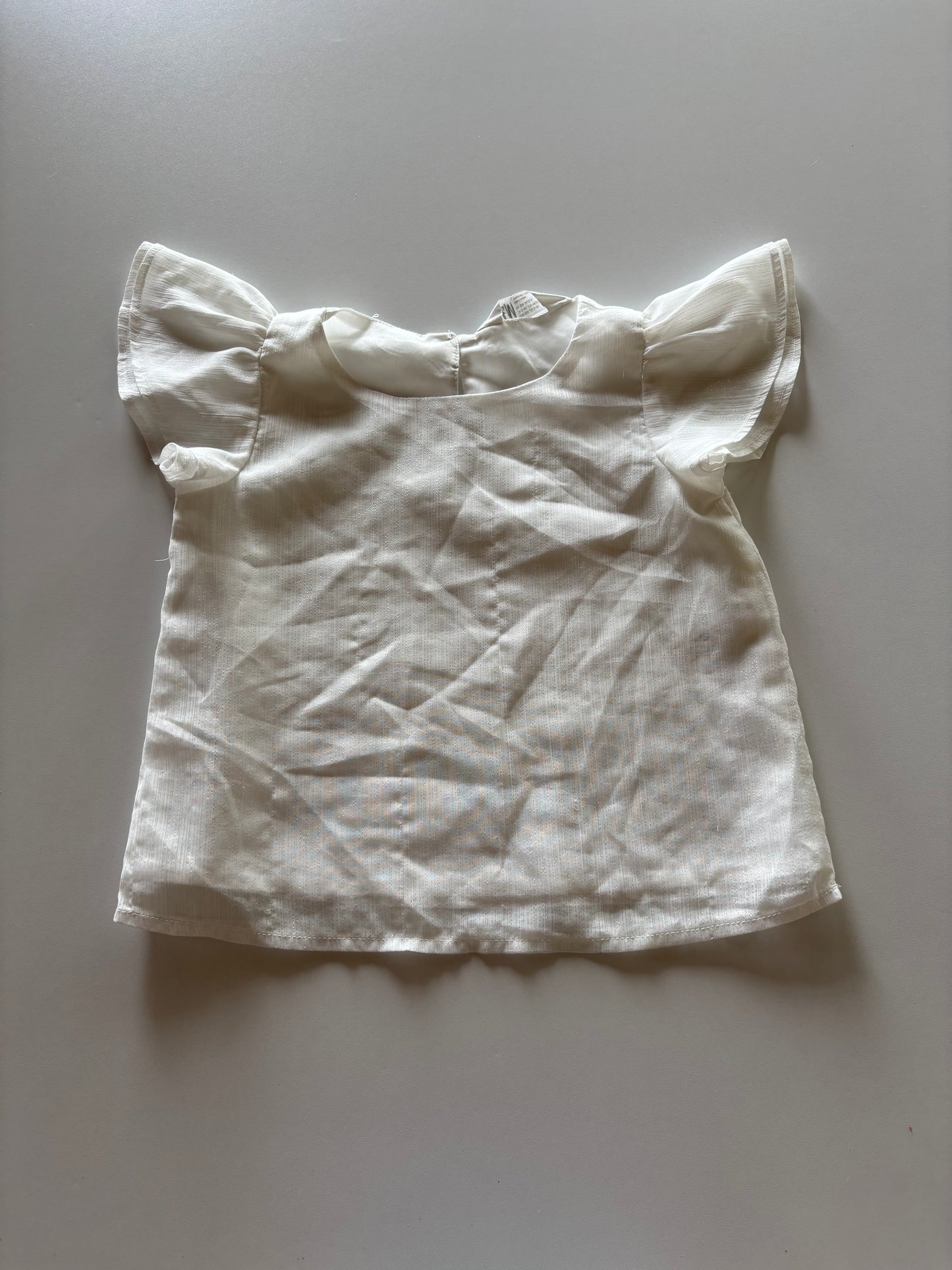 Shiny Silver Striped Ivory Top
