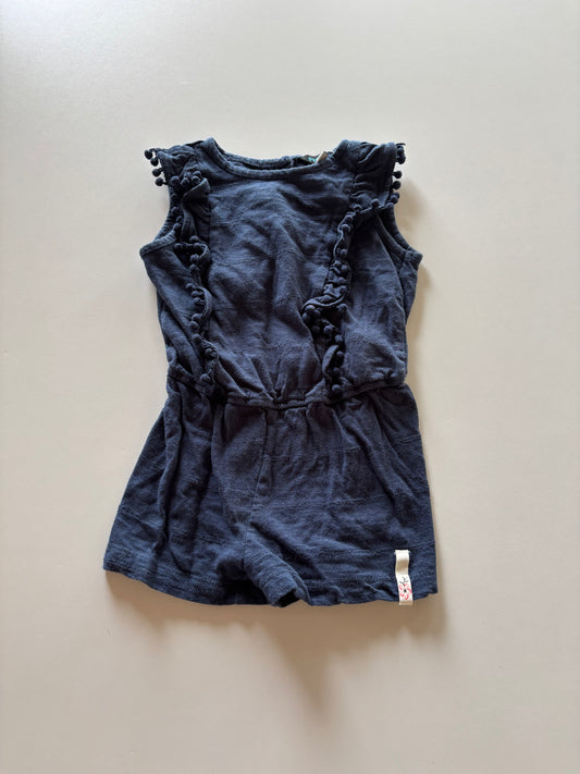 Navy Fringed Romper