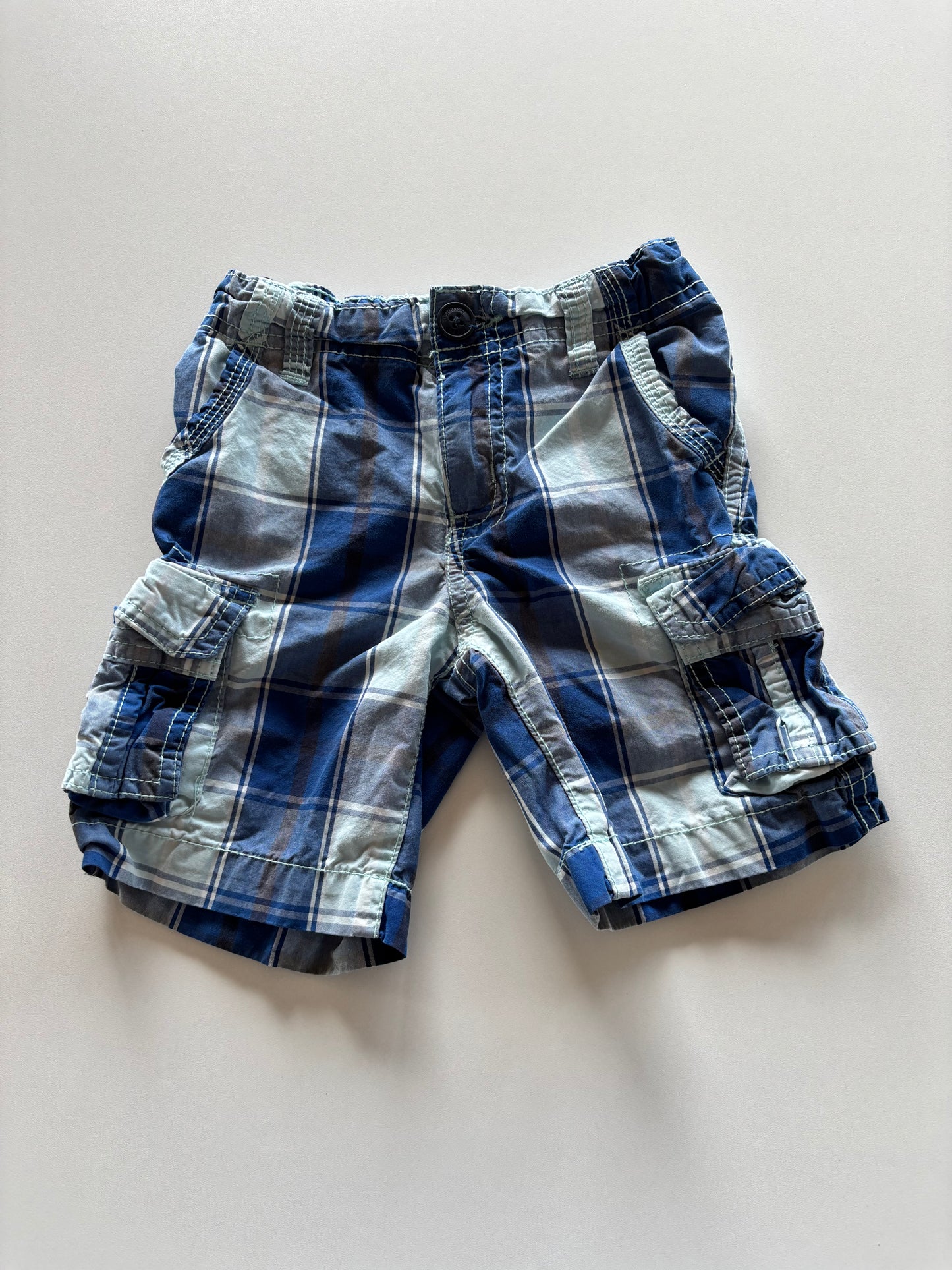 Blue Plaid Cargo Shorts