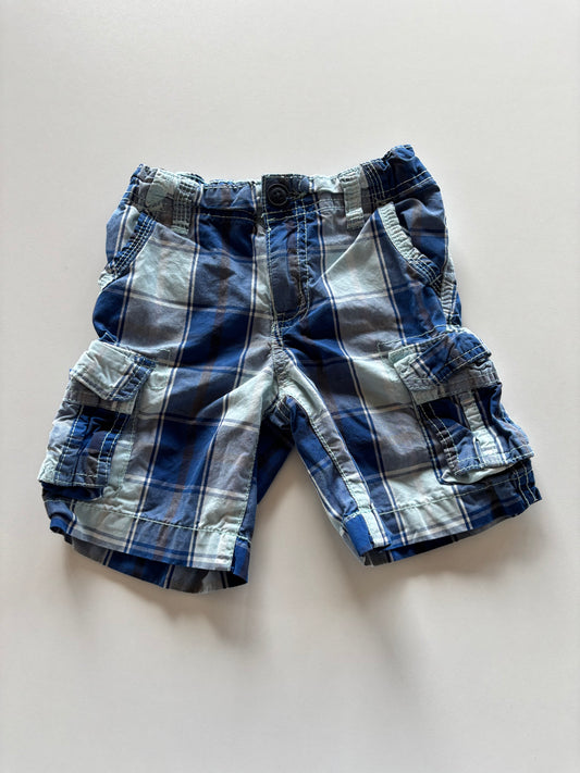 Blue Plaid Cargo Shorts