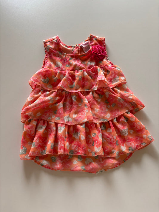 Orange & Pink Floral Tiered Tank