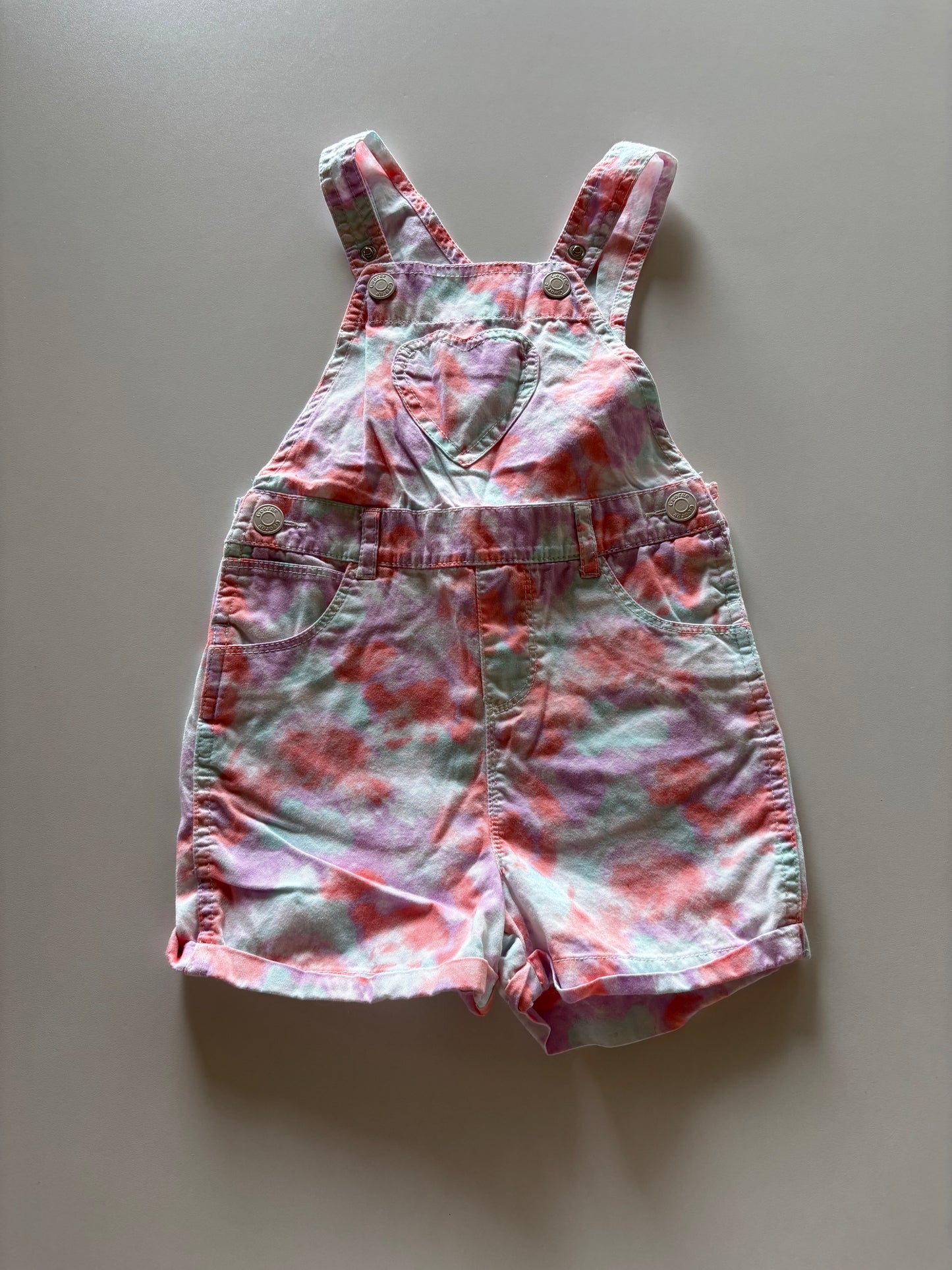 Pastel Tie Dye Overall Shorts