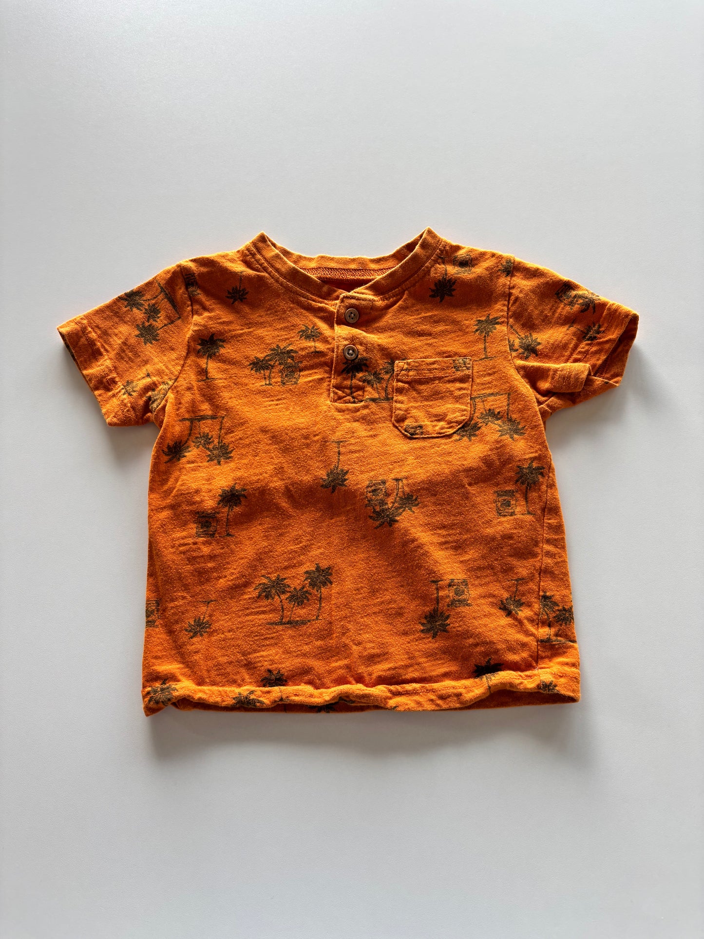 Orange Palm Tree Henley Tee
