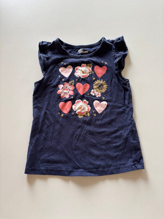 Navy Heart & Flowers Tank