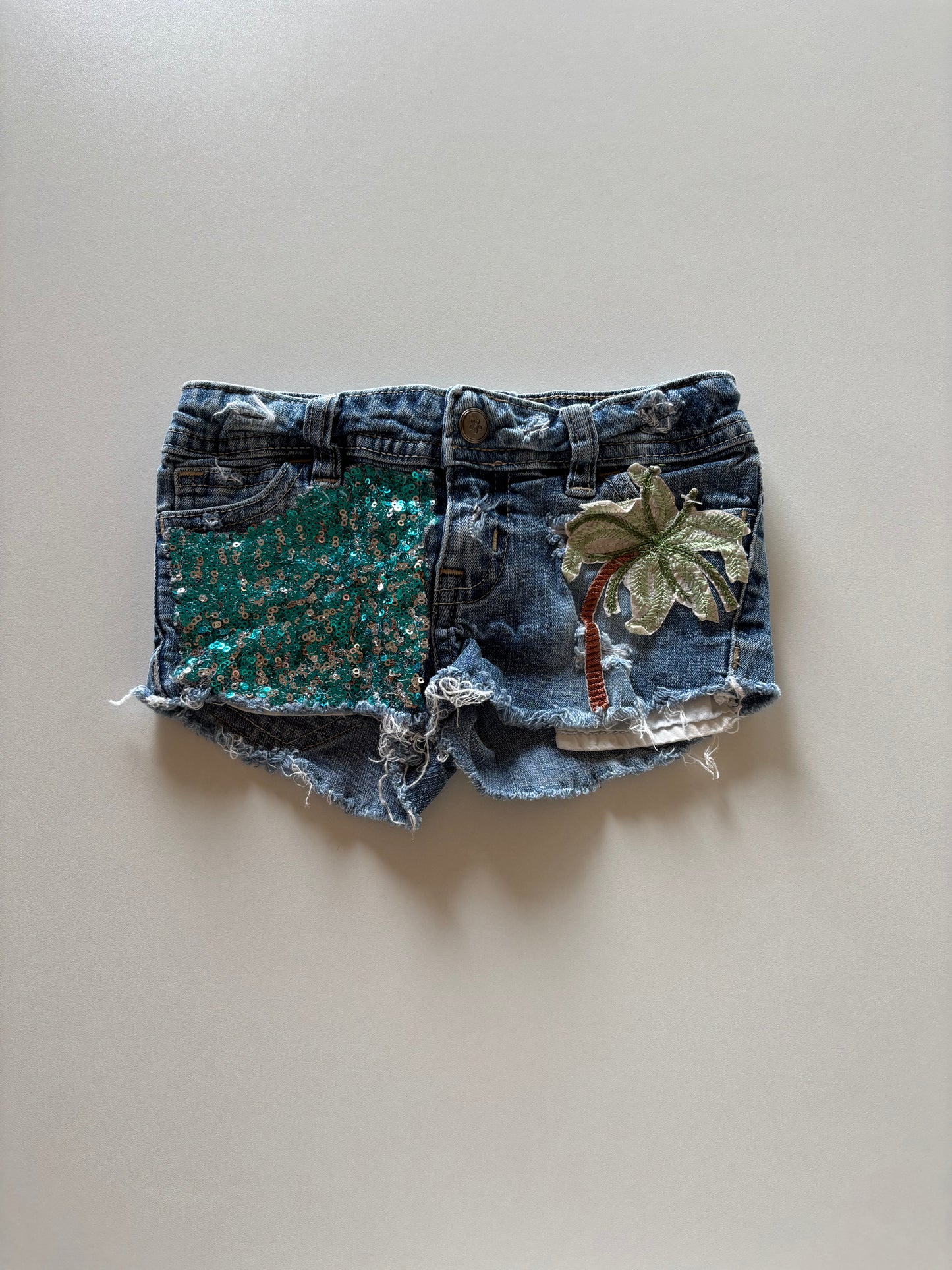 Palm Tree Denim Shorts
