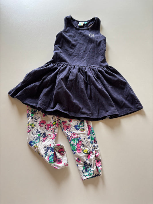 2pc Navy & Floral Set
