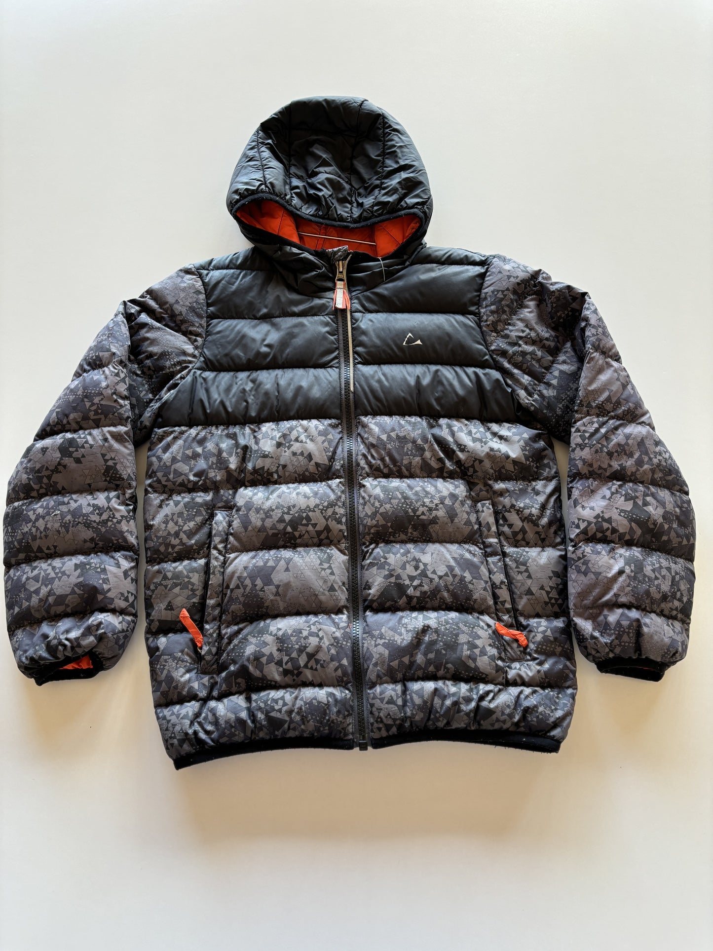 Black, Grey & Orange Puffer Jacket