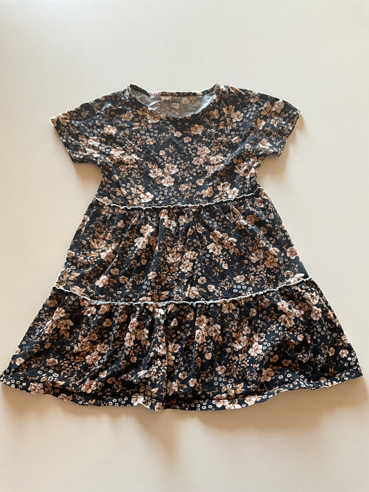 Black & Brown Floral Tiered Dress