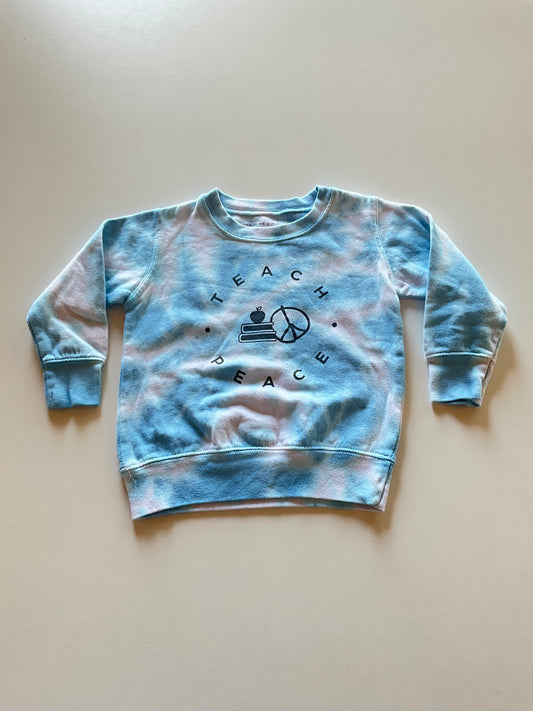 Blue & Pink Tie Dye Teach Peace Crewneck