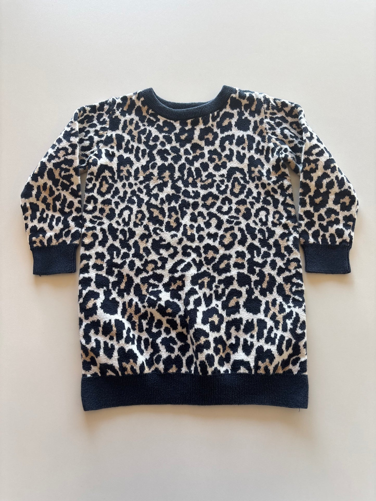 Navy Leopard Sweater Dress