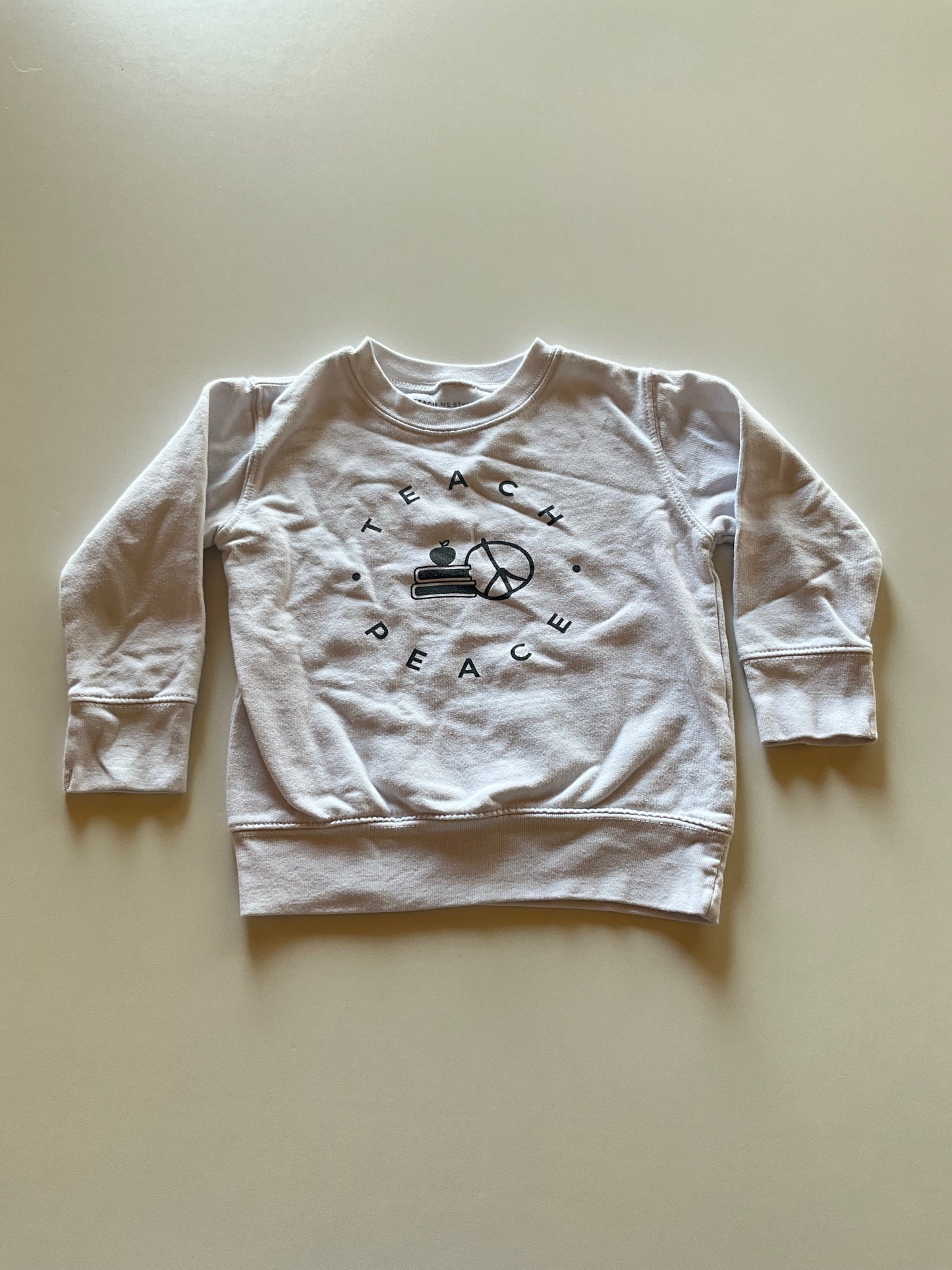 White Teach Peace Crewneck