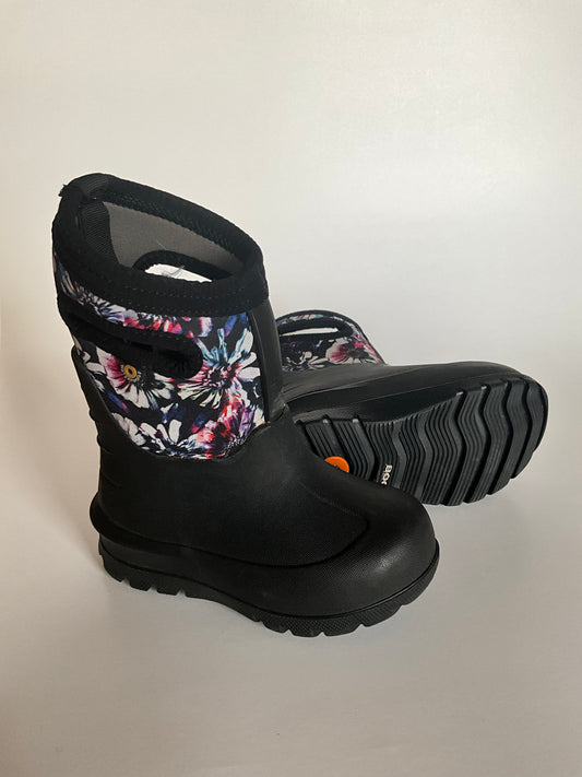 Black & Floral Bogs Rubber Boots