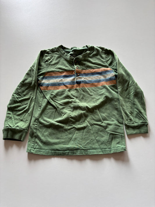 Green Striped Henley Shirt