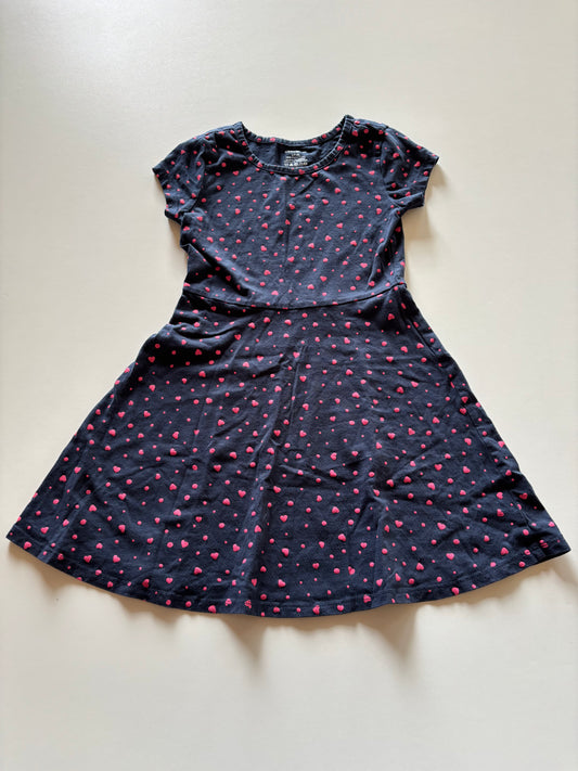 Navy & Pink Heart Twirl Dress
