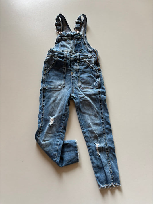 Distressed Denim Overalls