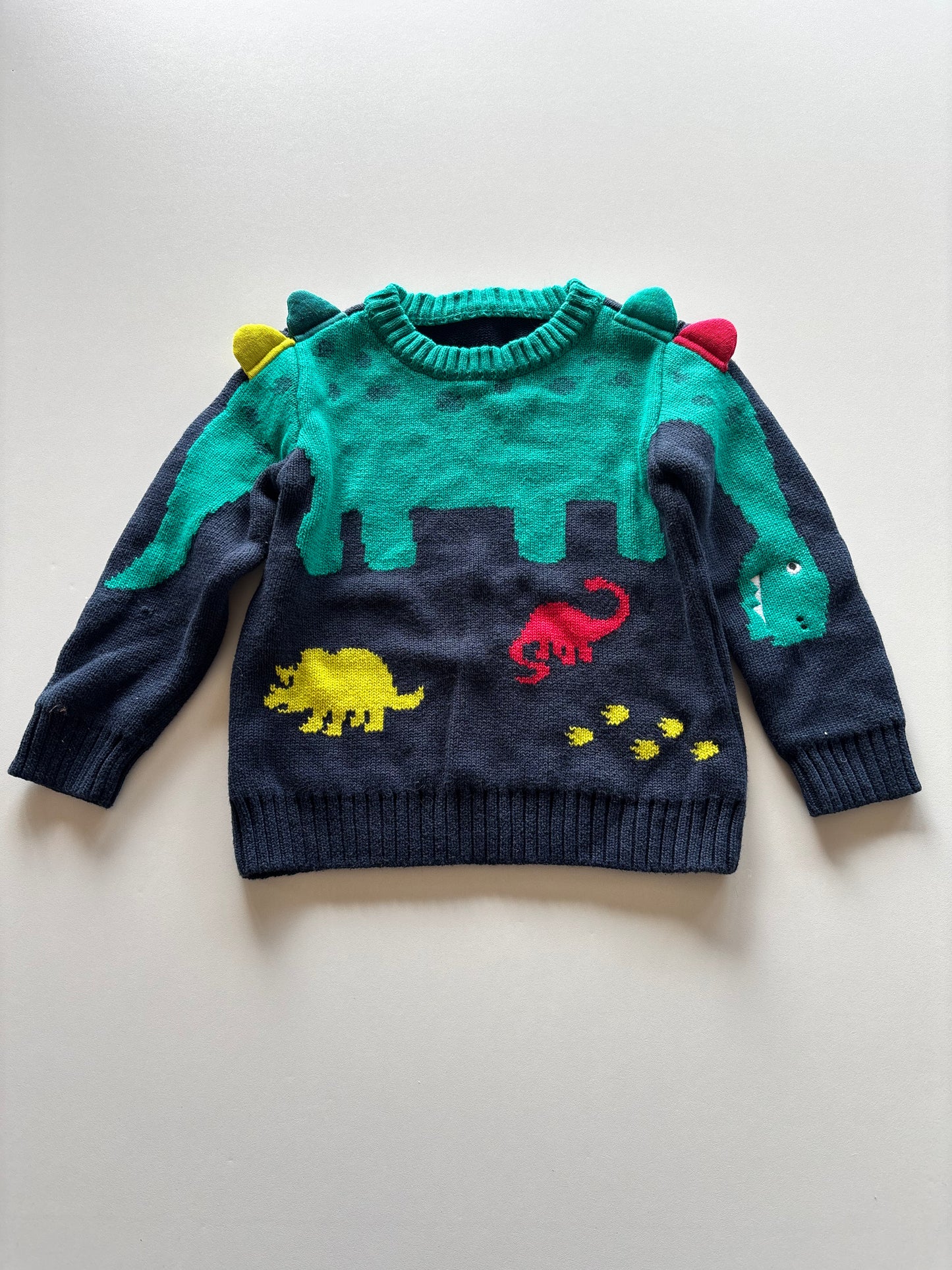 Navy Knit Dinosaur Sweater