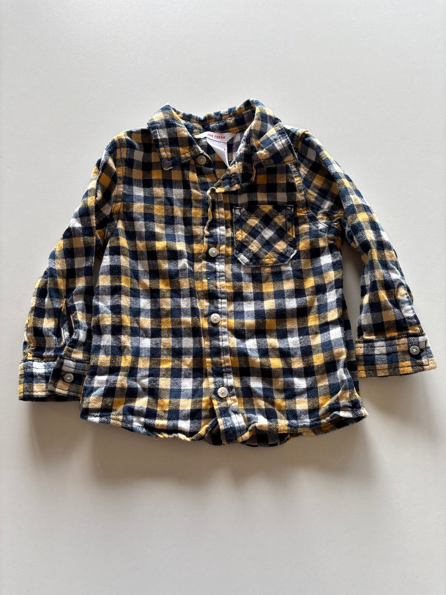 Navy & Yellow Plaid Button Up Shirt