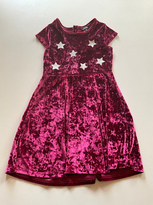 Burgundy Velour Dress with Silver Stars