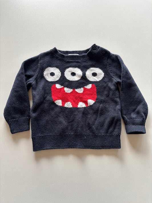 Knit Navy Monster Sweater