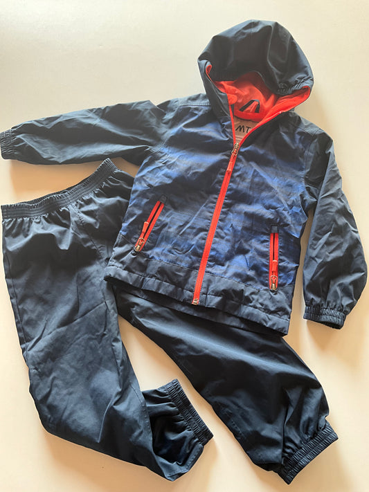 2pc Blue & Orange Rain Suit