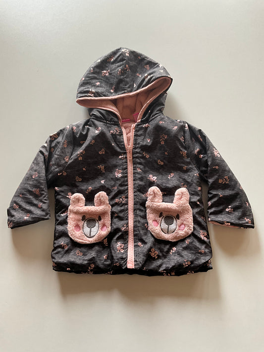 Charcoal & Pink Floral Bunny Jacket
