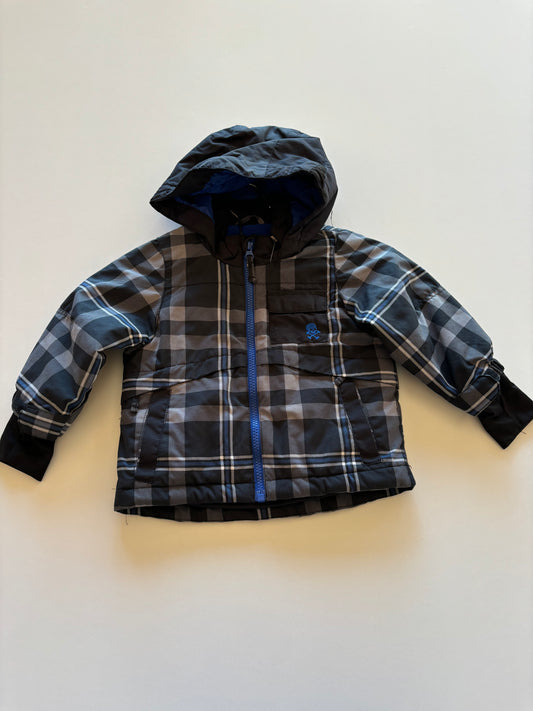 Black, Grey, & Blue Plaid Winter Jacket