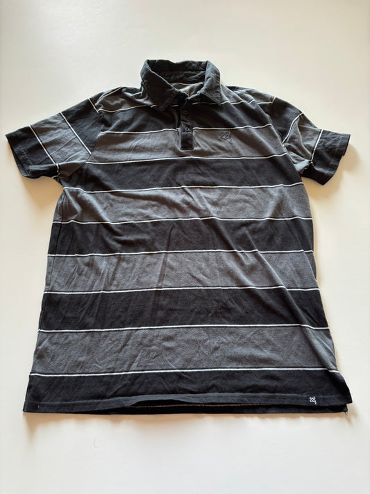 Black & Grey Striped Polo Tee